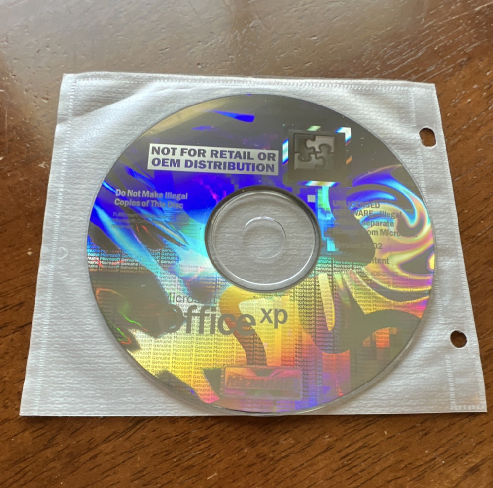 Microsoft Office XP Office Software Suite CD for Windows No Key