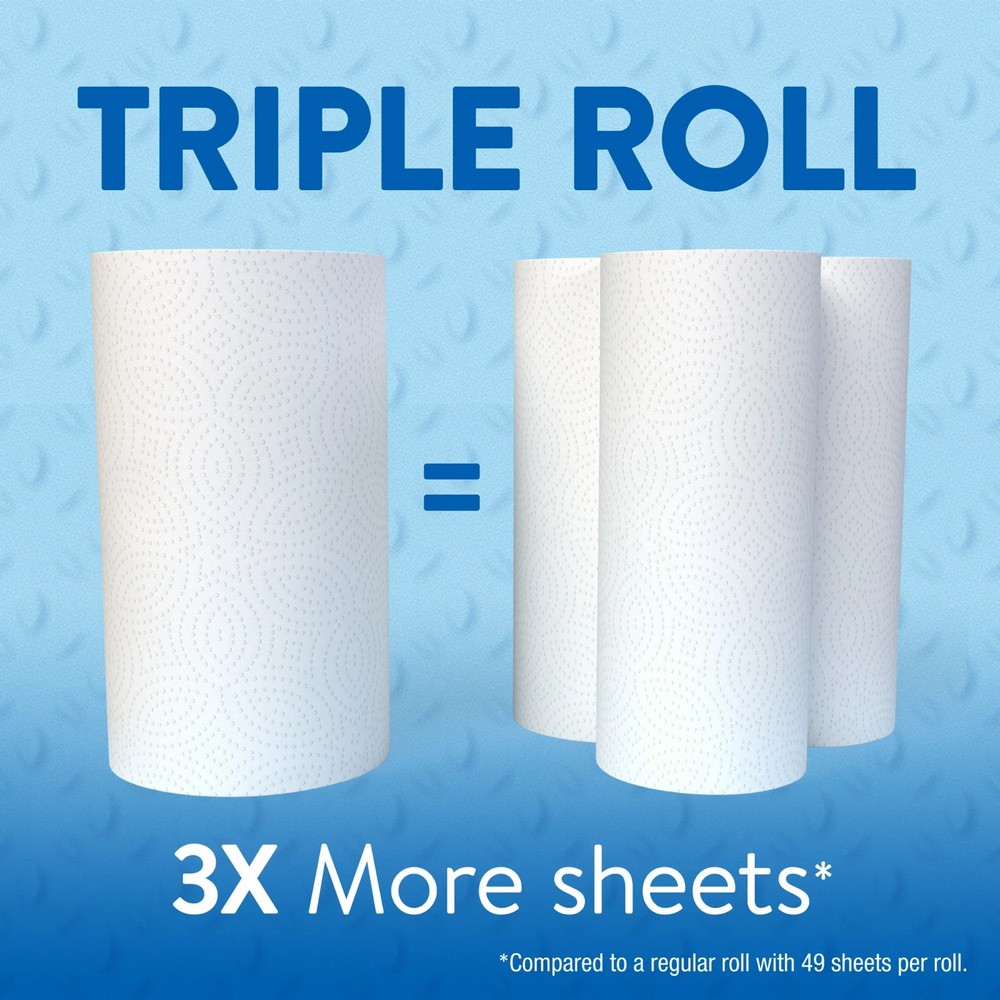 Great Value Everyday Strong Paper Towels, 6 Triple Rolls, Split Sheets