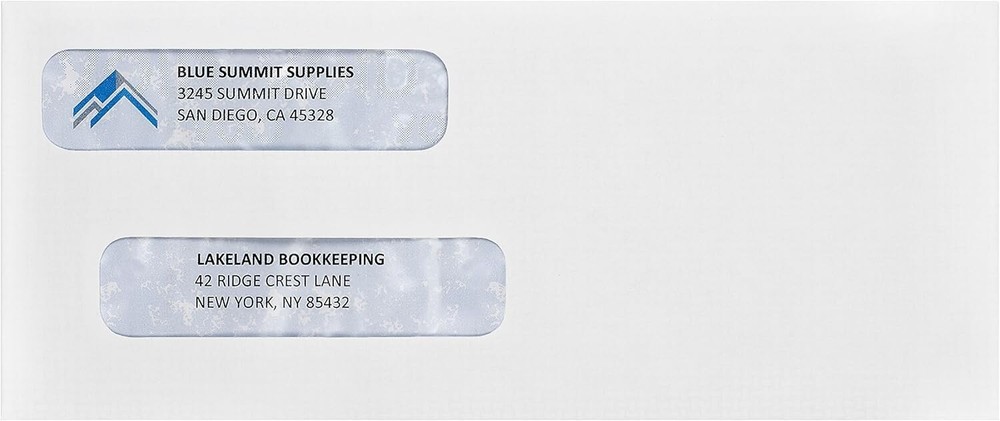 500 Count Double Window Check Envelopes with Security Tint - Quickbooks Fit