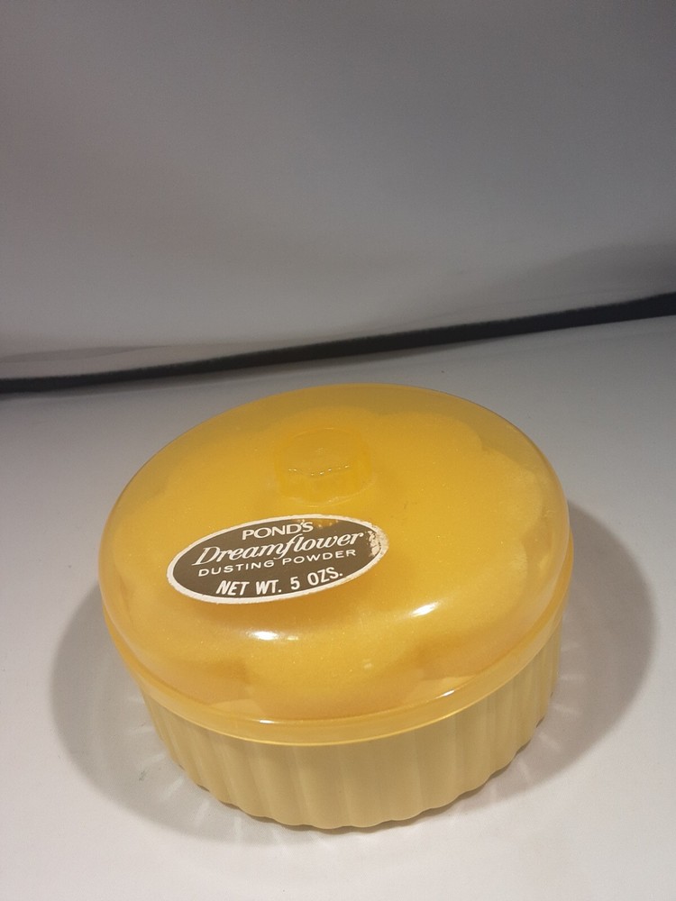 Vintage PONDS  Dreamflower Yellow Dusting Powder Full 5 ozs