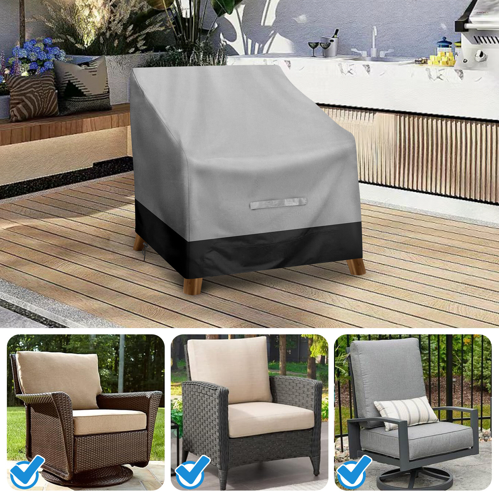 Heavy Duty Outdoor Sofa Cover, Waterproof Lawn Patio Furniture Chair Protector
