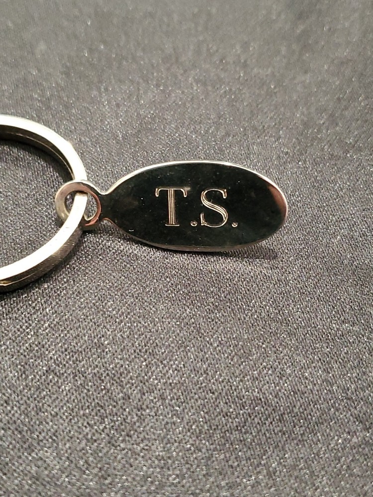 Avedon Designer Sterling Silver Key Ring With Engraved Plate T.S.