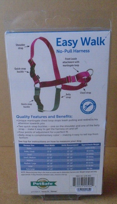 PetSafe Easy Walk Harness Small/Medium (Raspberry/Gray) No Pull Harness