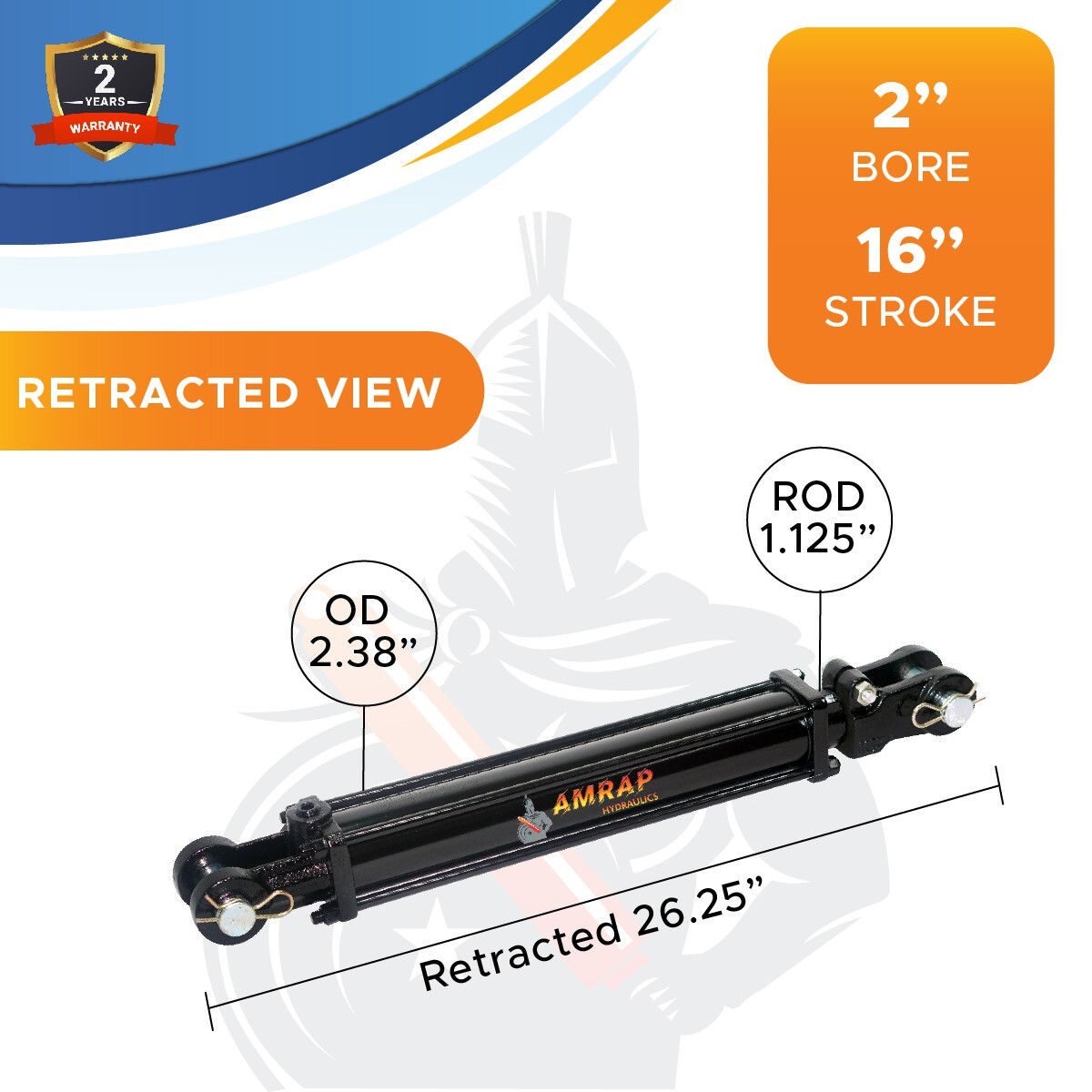 2x16 Hydraulic Cylinder 2" Bore 16" Stroke Double Acting Tie-Rod Cylinder