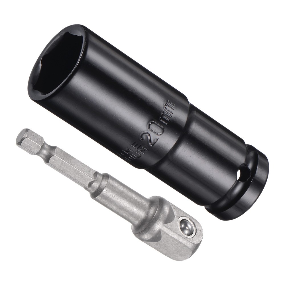 Deep Socket Set 20mm 1/2" Drive 6-Point Socket CR-V with 1/4" Hex Shaft