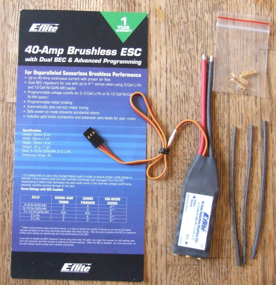 E-FLITE 40-Amp Brushless ESC With Dual BEC & Advanced Programming EFLA312B