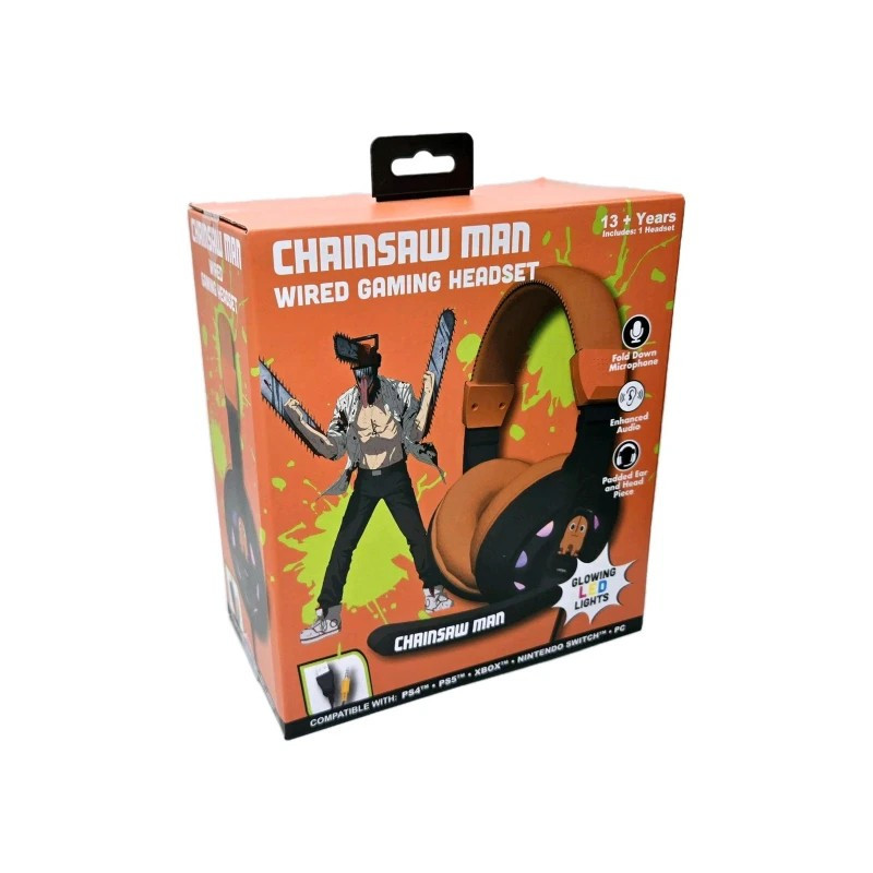 Chainsaw Man Wired Gaming Headset Multi-Platform Compatibility Led Lights 13+