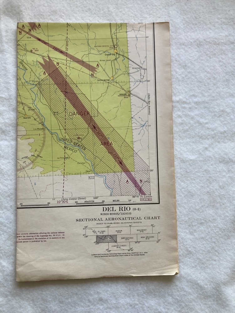 1944 -45 WWII Sectional Aeronautical Chart Pilot Map Assorted Cities