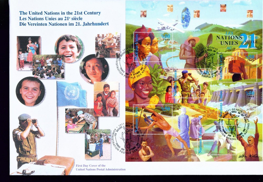 2000 Large UN FDC - Geneva Office - 21st Century Sheet