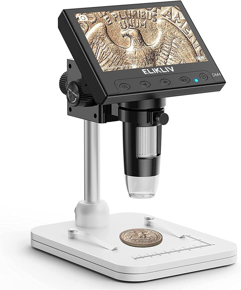 LCD Digital Coin Microscope 1000X with Adjustable LED Lights and PC View Support