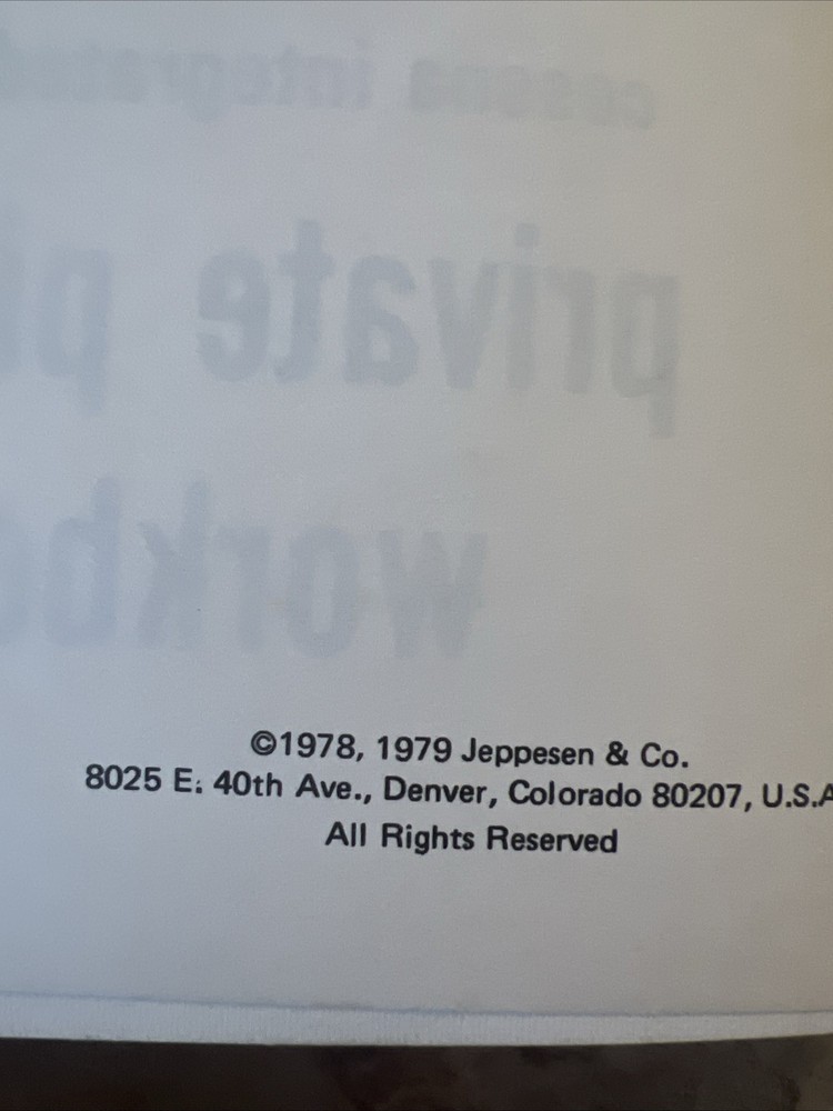 1978 Cessna Private Pilot Workbook