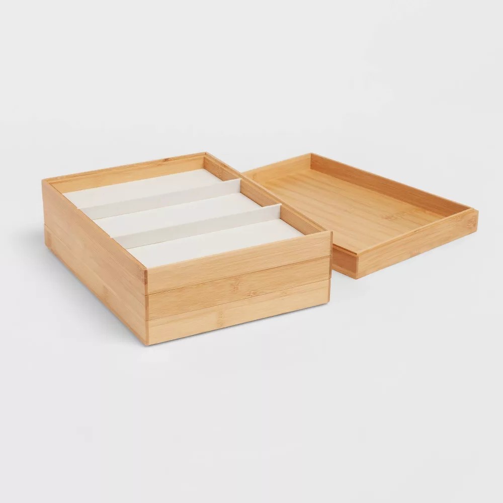 9" x 12" Stackable Bamboo Accessory Tray Set with Lid - Brightroom