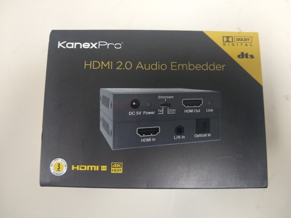KanexPro 4K HDMI 2.0 Audio Embedder - OPEN BOX - Unused