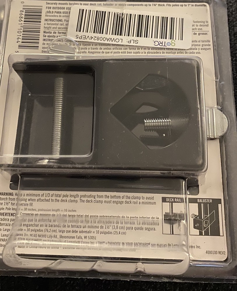 Tiki Torch Deck Clamp- Secure To Deck Rail