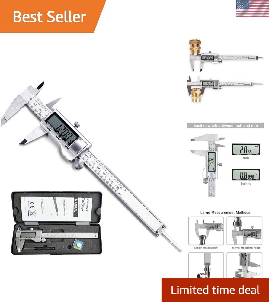 Precision Digital Caliper - Electronic Micrometer with Large LCD & Auto-Off F...