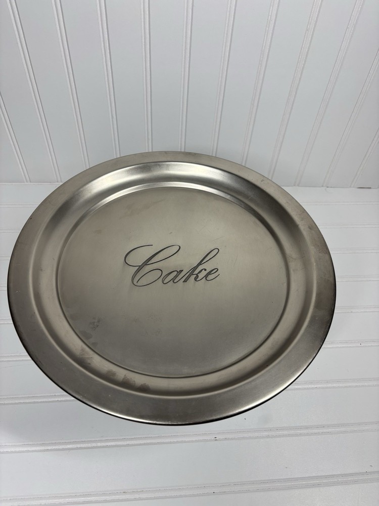 Pottery Barn Sentiment Cake Pedestal Stand Silver/pewter