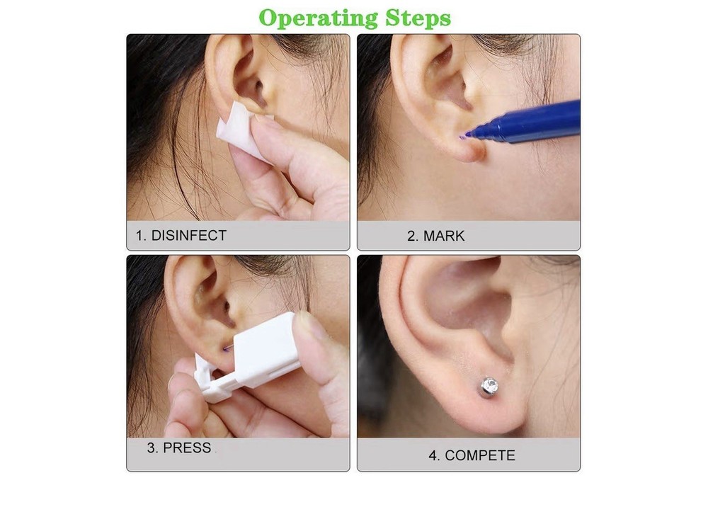 Gold 4 Pack Ear Piercing Kit, Disposable Ear Piercing (T-33)