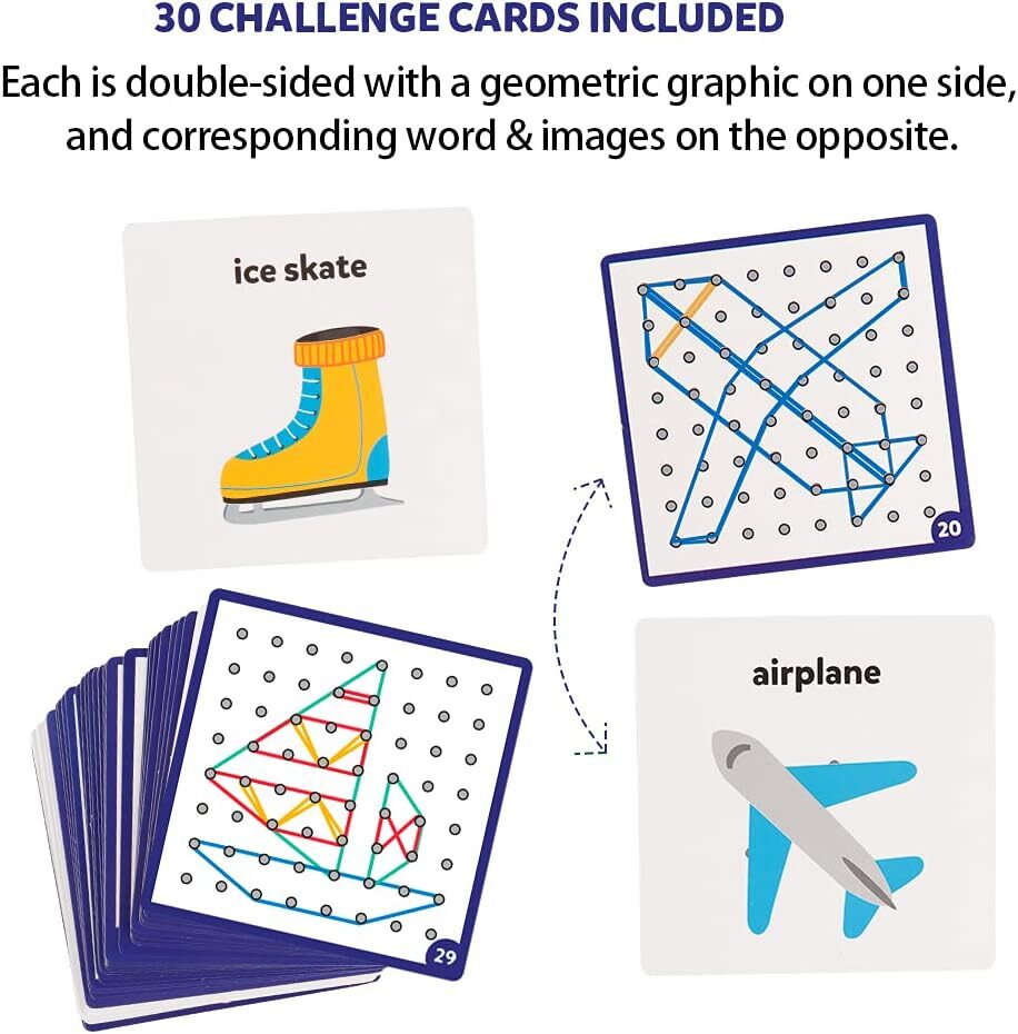 Wooden Geoboard Mathematical Manipulative Material Array Block–Pattern Card,Band