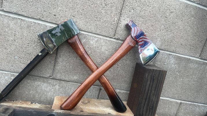 Custom Hydro Dipped American Flag pattern Camp AXE throwing Hatchet