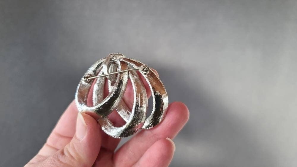 Monet Silver Triple Loop Bow Brooch