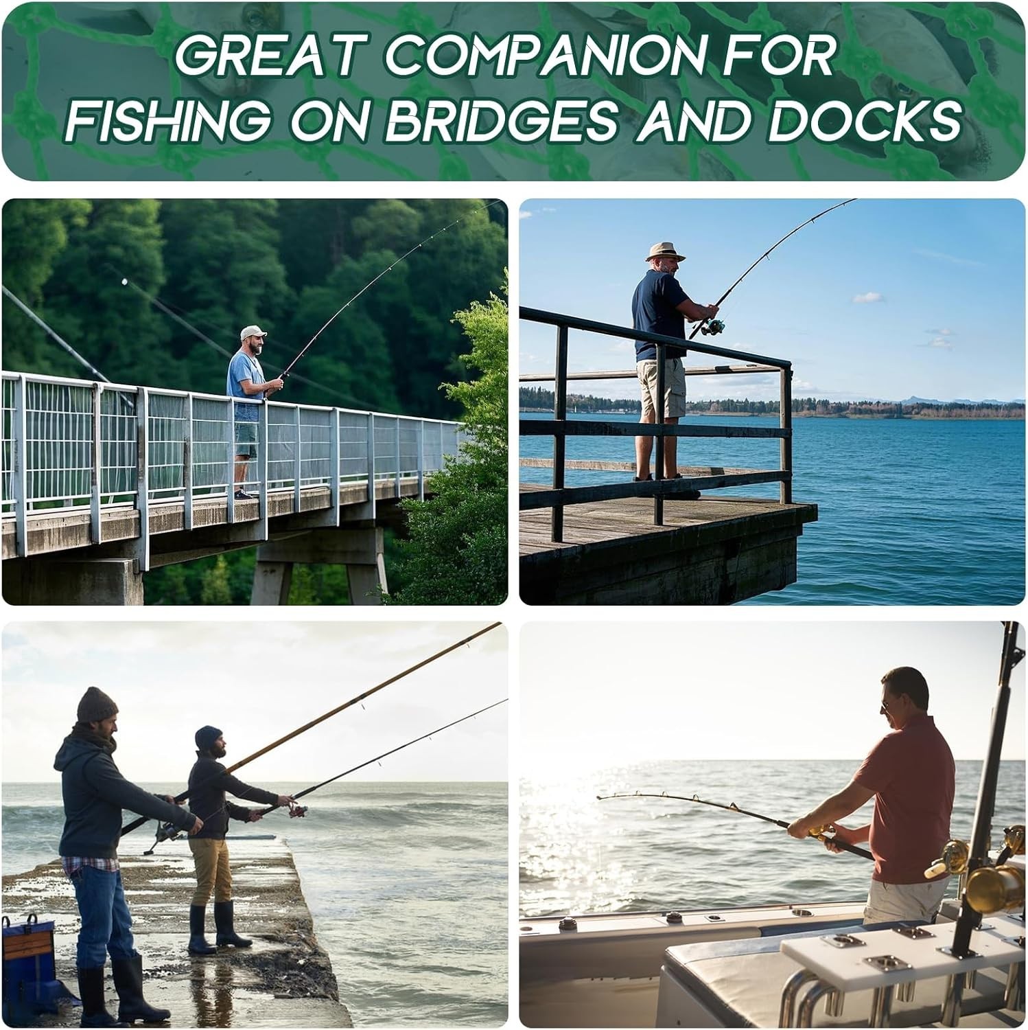 Foldable Bridge and Pier Fishing Net Drop Net Multi-Purpose Foldable Rubber US