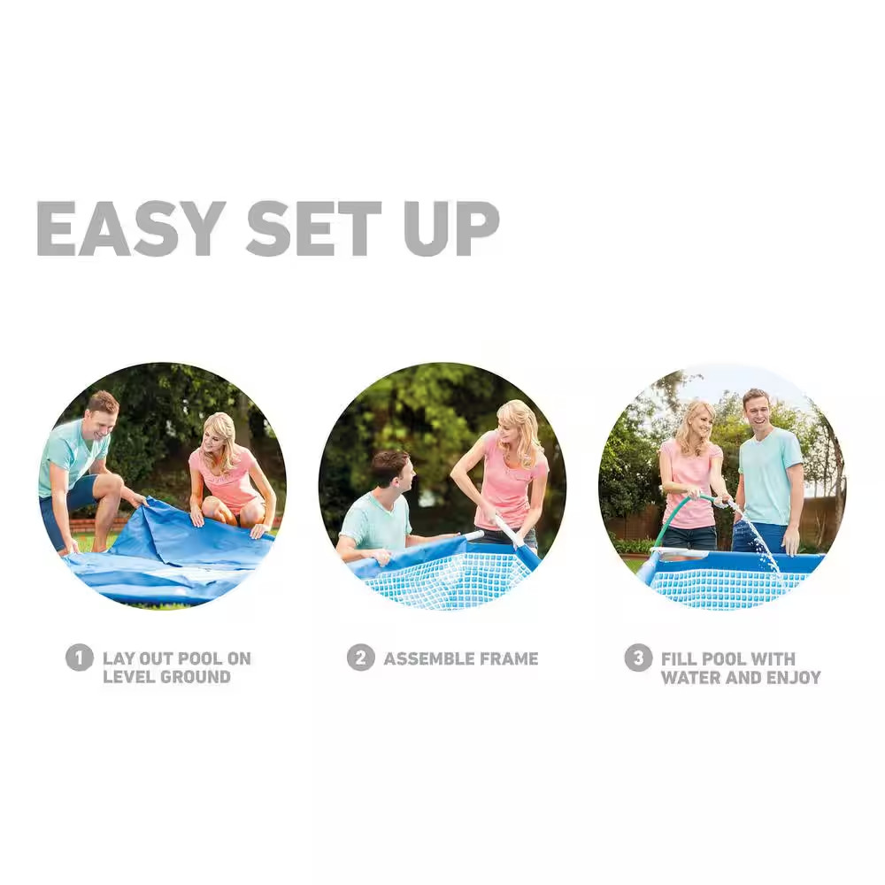 14.75 Ft. X 33 In. Rectangular Frame above Ground Outdoor Backyard Swimming Pool