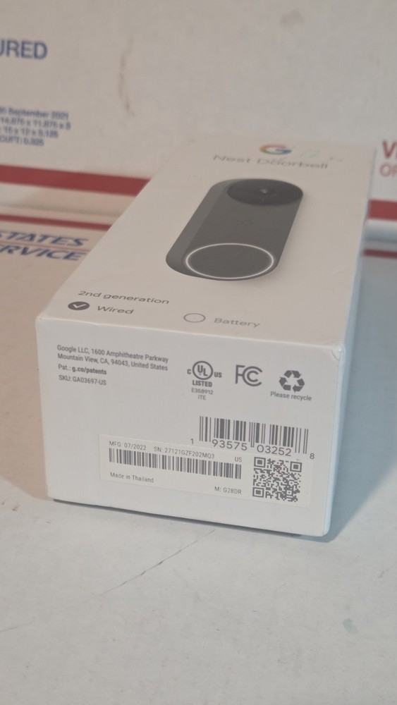 Google Nest Doorbell wired in Ash 2nd generation - EMPTY BOX ONLY