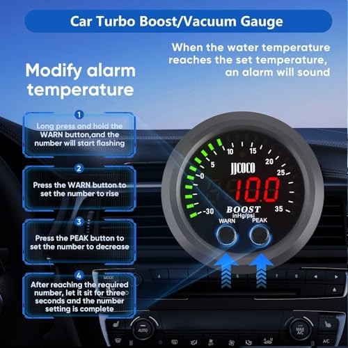 Universal Kit Includes Electronic Pressure Sensor Red Turbo Boost/Vacuum Gauge