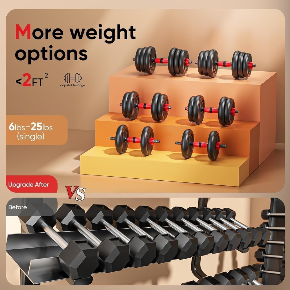 Adjustable Dumbbells Set with Connector, 90lbs