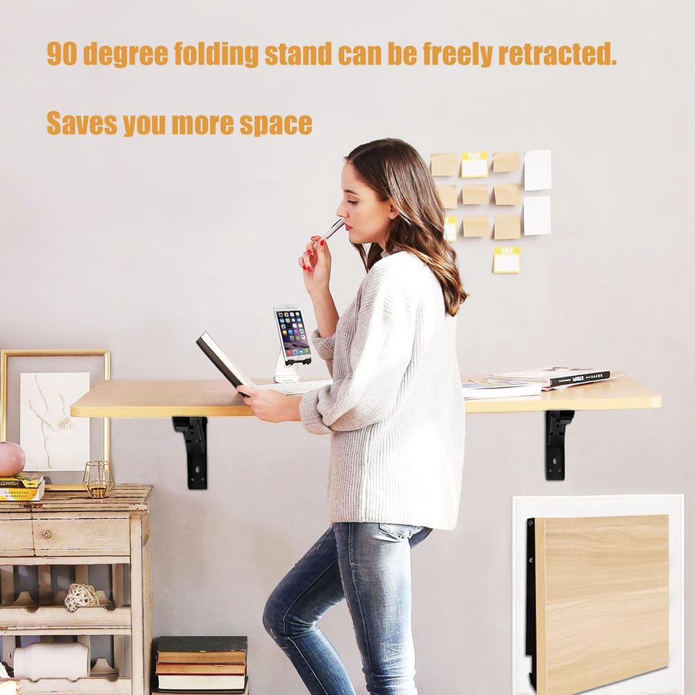 90 Degree Self Locking Folding Hinges Wall Table Drop Leaf Shelf Bracket Pair