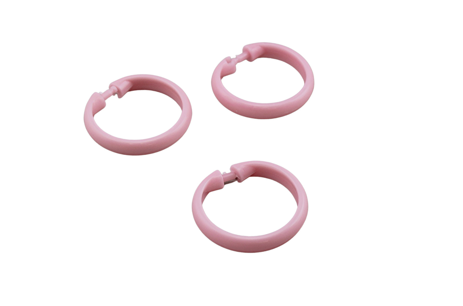 12 Piece Plastic Locking Hook Set Easy Gliding Shower Curtain Rings Pink