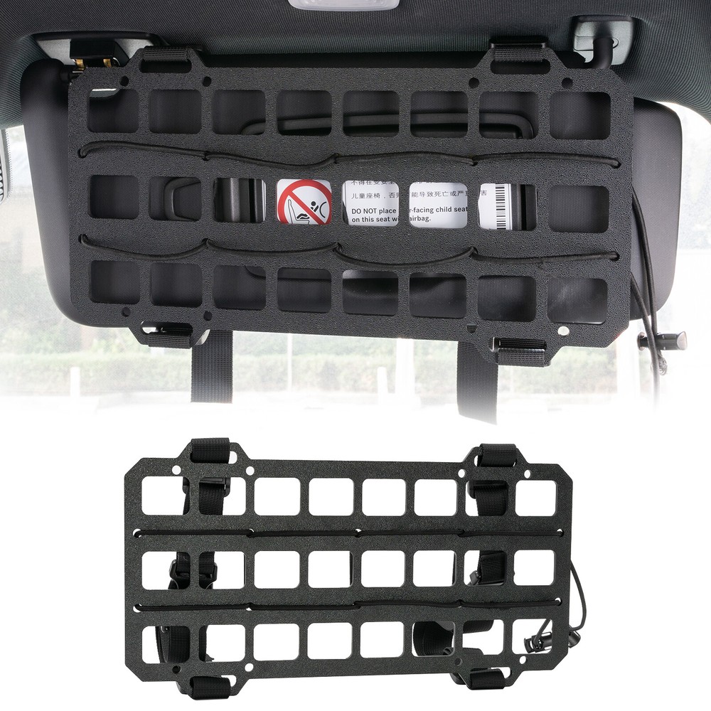 Car Tactical Rigid Molle Panel Sun Visor Organizer Storage Rack Rigid Panel-US