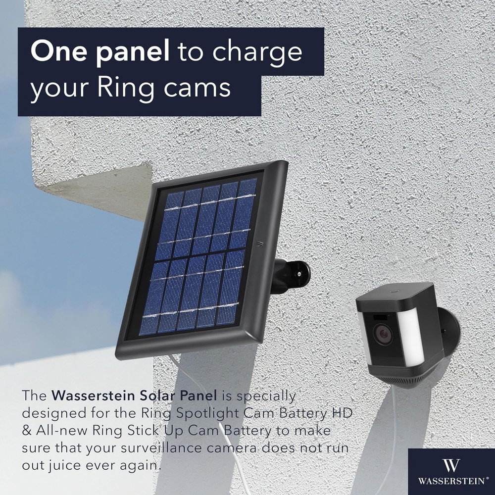 High-Efficiency Solar Panel for Ring Cameras - 1-Pack, Black for Reliable Power
