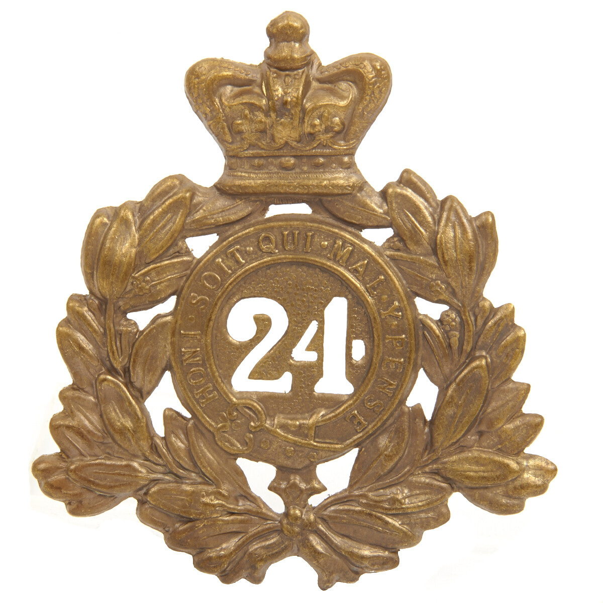 British Victorian Era 24th of Foot Regiment Metal Helmet Plate