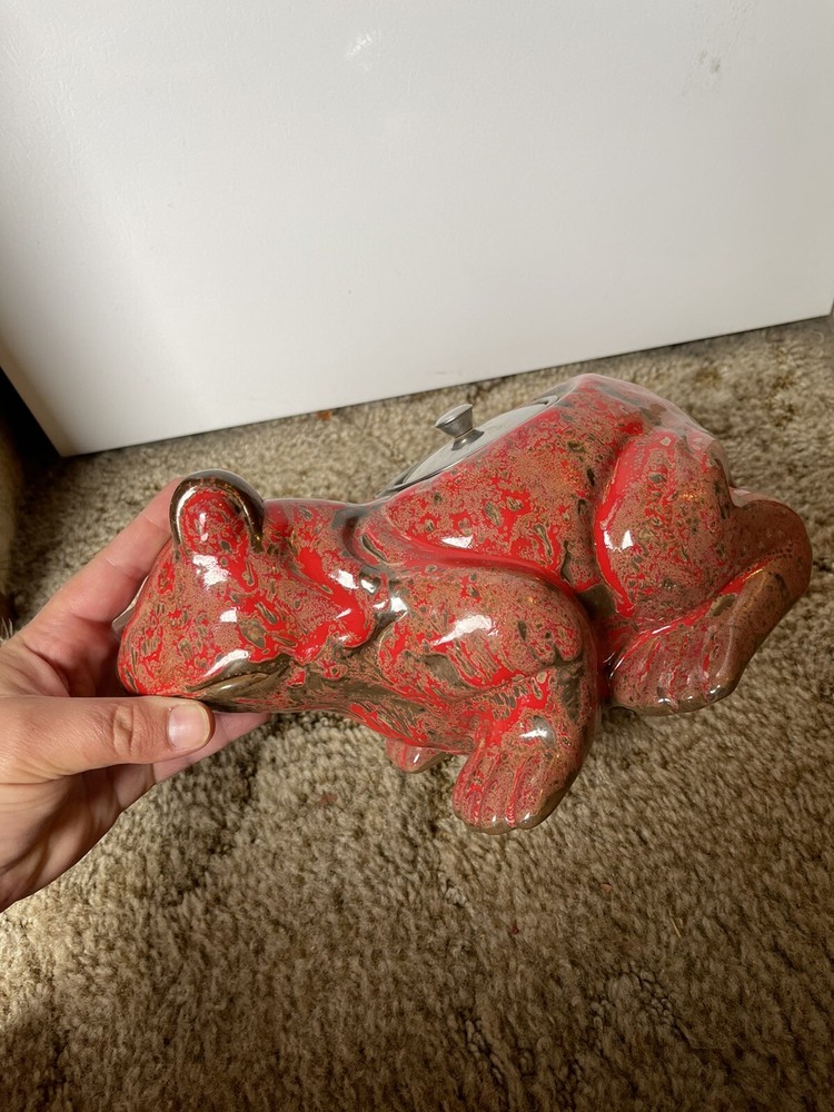 Ceramic Frog - Clean Burn Tabletop Torch - Red & Brown