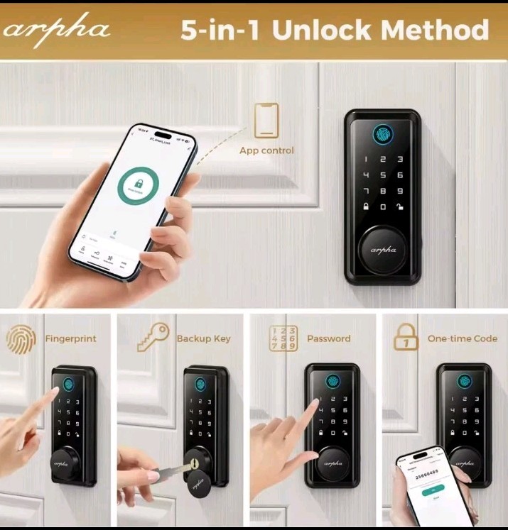 Arpha Smart Lock D601 Fingerprint Keyless Deadbolt Lock Multiple Entry Method