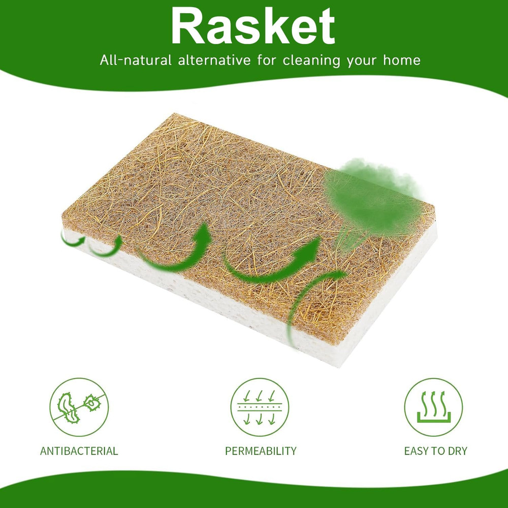 10 Pack Biodegradable Natural Sponges Kitchen - Compostable Cellulose and Coconu