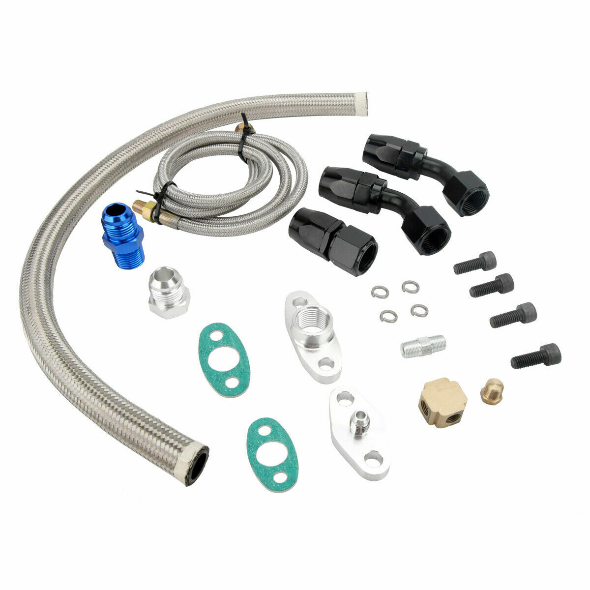 Oil Feed Oil Return Drain Line Hose Kit On T3 T4 T70 T66 T04E Turbo Turbocharger