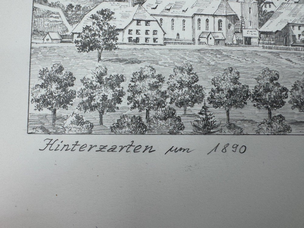 * HEINZ WEHLISCH DRAWING HINTERZARTEN 1890 VIEW SIGNED