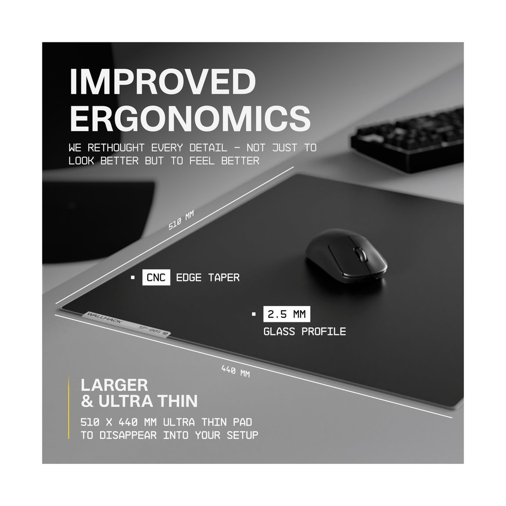 Wallhack SP-005 Glass Gaming Mouse Pad – Speed Surface, Large Mousepad for
