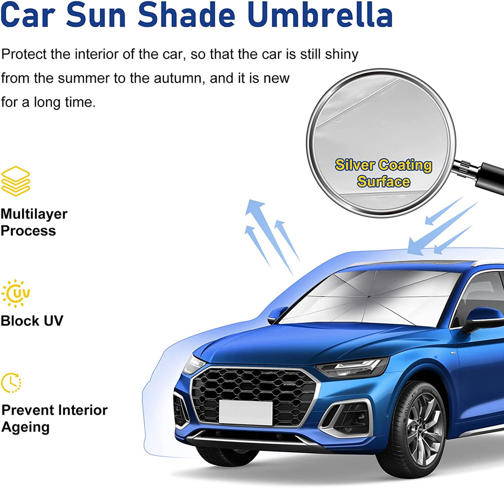Foldable Car Windshield Umbrella - Sun Shade for Front Windows, Large Size