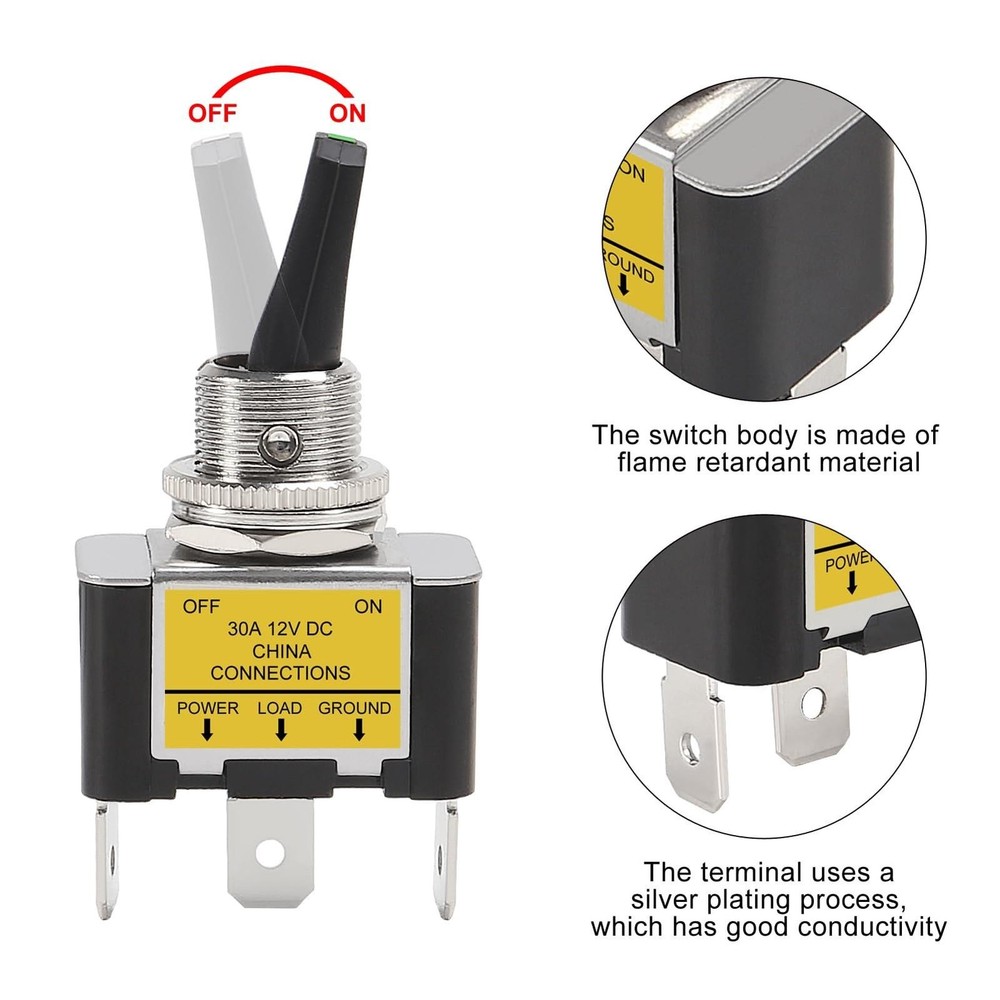 4pcs Green LED Toggle Switch 30 Amp 12 Volt Toggle Switch Spst on Off 2 Position