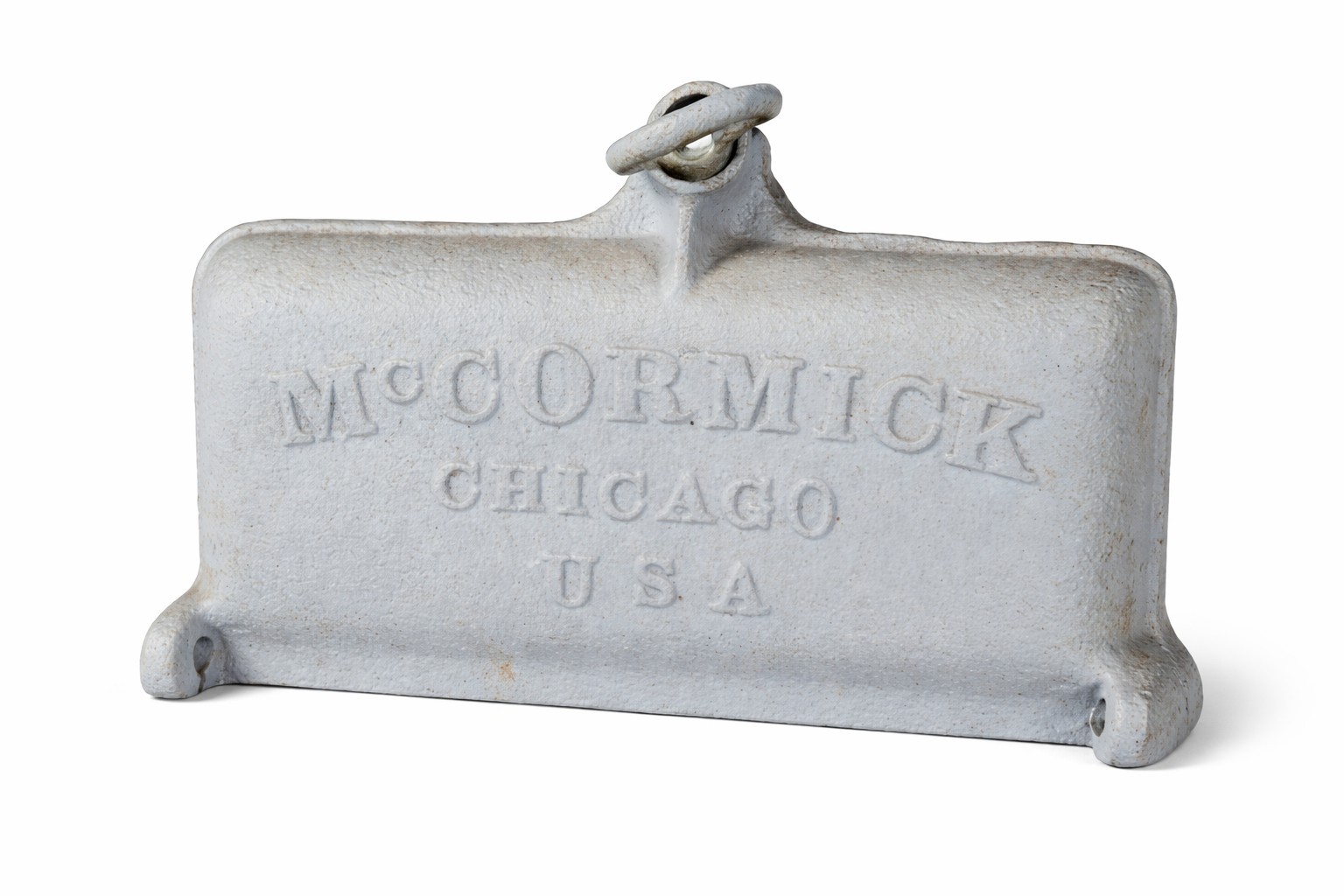 ANTIQUE McCormick Tool Box Lid Cast Iron Tractor Horse Mower Implement M539