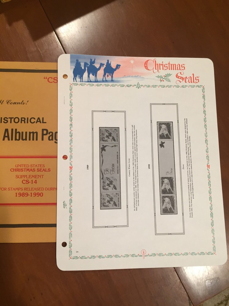 1 New Package of 1 White Ace Pages-Topical's-Christmas Seals CS-14