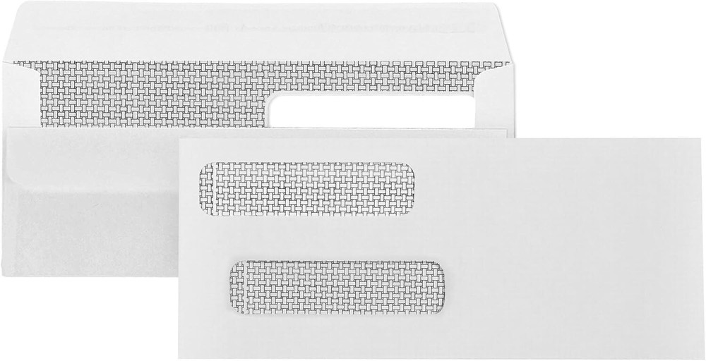 500 Count Double Window Check Envelopes with Security Tint - Quickbooks Fit