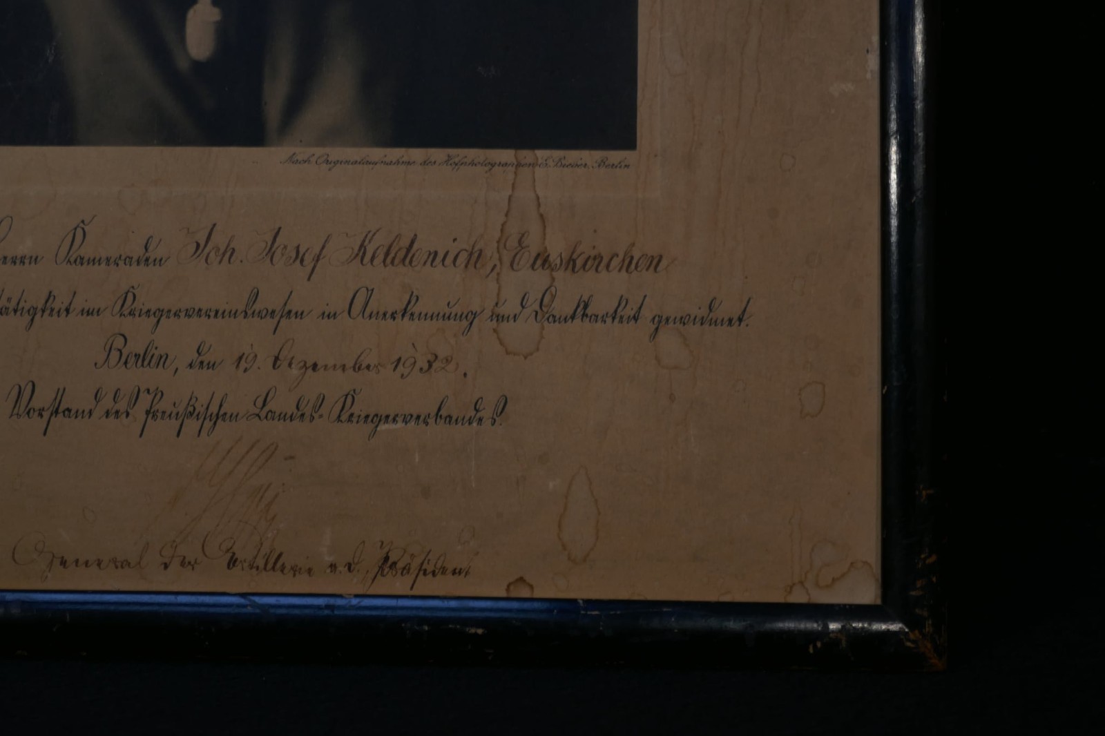 Original German Army 1932 Weimar Reichswehr Picture Signed General von Horn