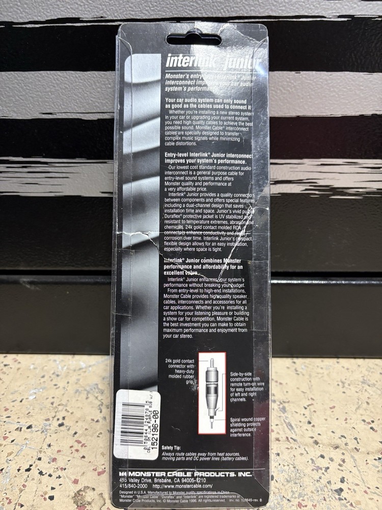 Monster 10 Foot 3M Interlink Junior Audio Interconnecting RCA Cable Remote Wire