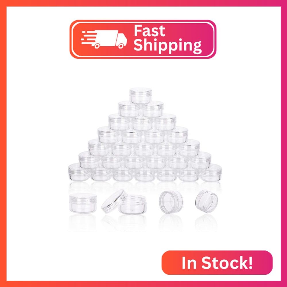 5 Gram Sample Containers With Lids, 100 Count 5ML Clear Jars, Empty Lip Balm Con