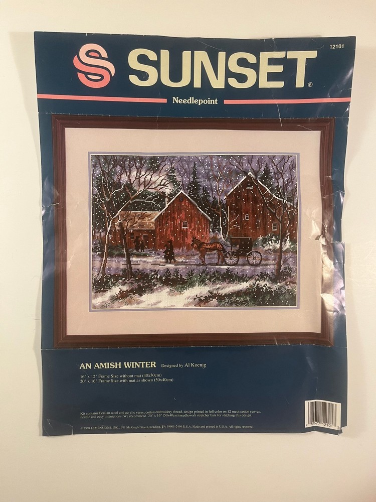 Sunset Needlepoint Kit #12101 "An Amish Winter" - Started