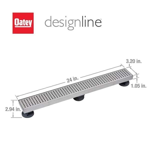 Oatey Designline 24 in Stainless Steel Linear Shower Drain Square Pattern